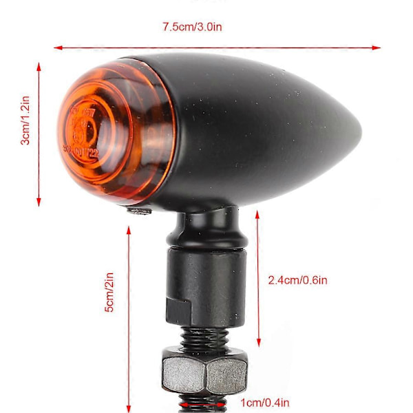 2 stk. Motorsykkel Bullet Blinklys Indikator Lampe Passer for Honda (Svart Skall Gul Linse)