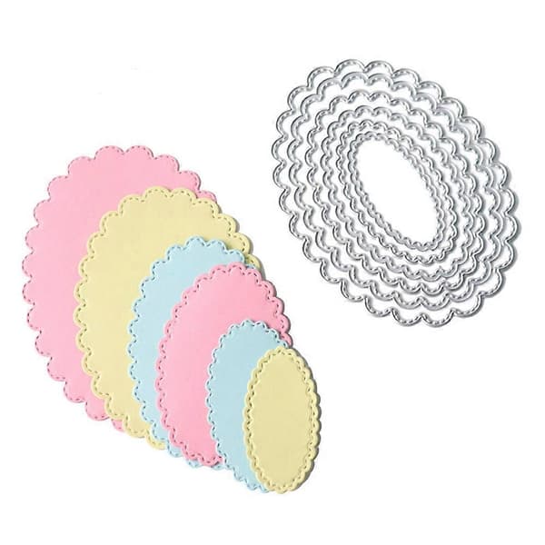 Oval Cirkel Kammusling Ramme Skærestempler DIY Scrapbog Præge Papirkort Stencil