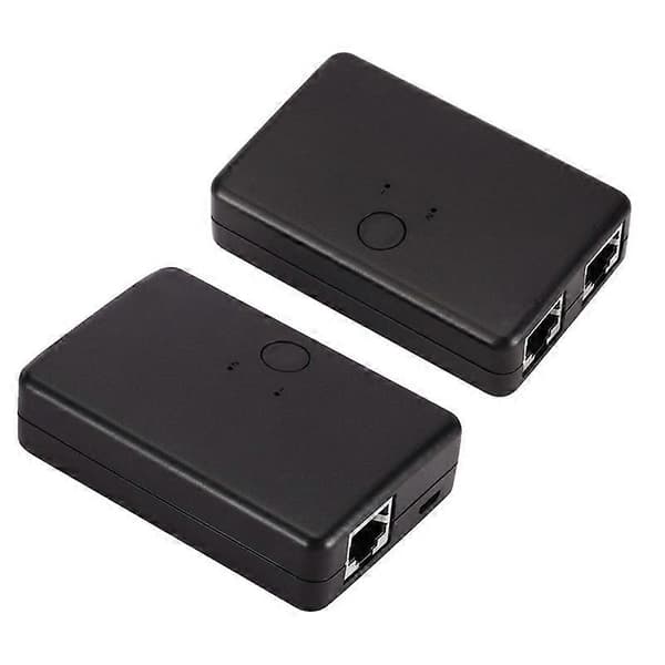 2 Port RJ45 Lan Nettverk Switch Hub Datamaskin Ethernet Internett Konverter Adapter