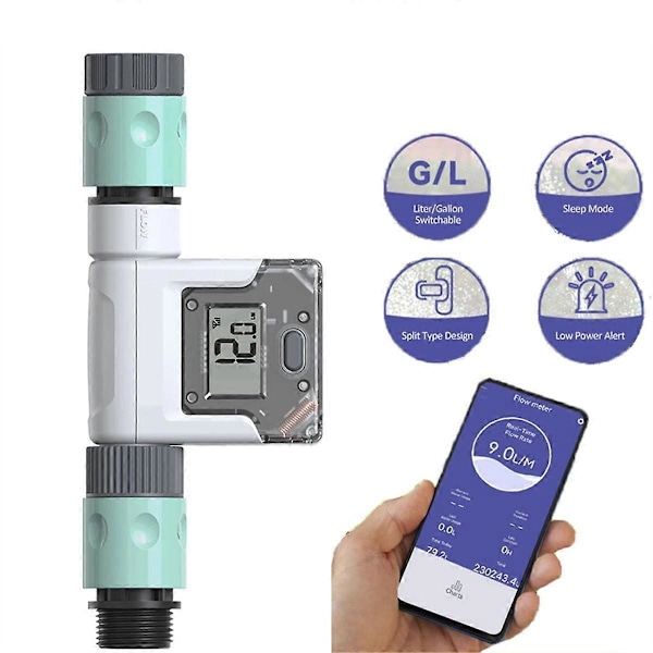 WiFi Vannmengdemåler for Hageslange Smart Vannmåler med 4 Flytmoduser Sanntids Flytsporing Enkel Avlesning