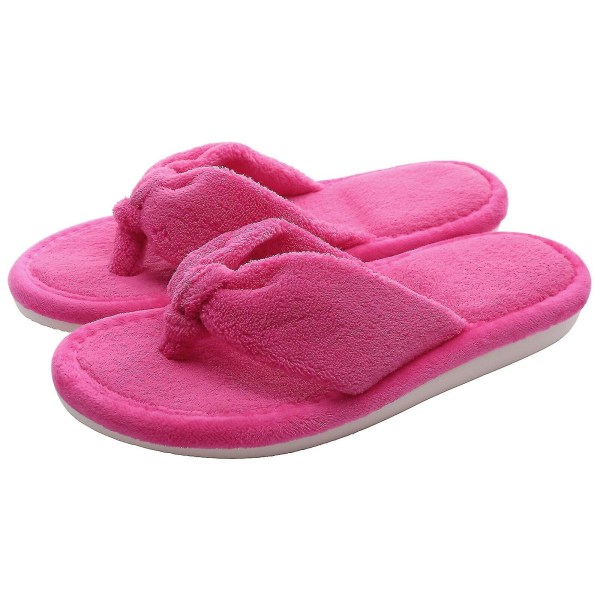 Vinterpälstofflor Fluffiga kvinnors mjuka plyschkläder Tofflor Damer Hemsandaler Inomhus Casual Lyxig Fuzzy Flip Flops A-rosa Röd 36-37 8.8-9 inch