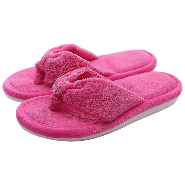 Vintertofflor i fuskpäls, fluffiga mjuka plyschtofflor för damer, damsandaler för hemmet, avslappnade lyxiga fluffiga flip-flops, A-rosaröd 42-43 10-10.2inch
