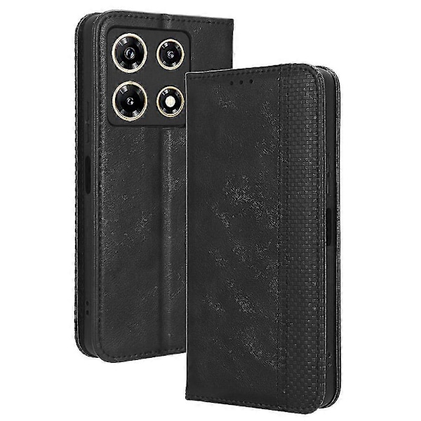 Infinix Note 30 Pro 4G X678B -puhelimelle magneettinen PU-nahkakotelo, kääntyvä jalusta, lompakkokotelo Black