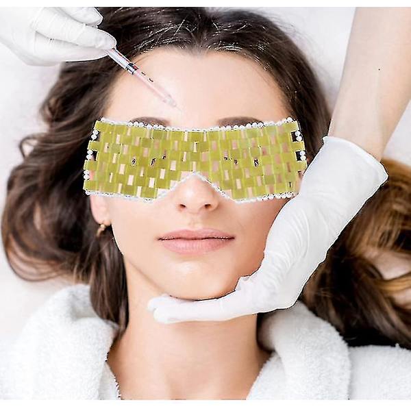 Tflycq Rosa Kristall Ögonmask Handgjord Ögonridå Kristall Sovmask Rosakvarts Kylterapi Ansiktsmassagerare Naturlig Jade Mask green eye mask
