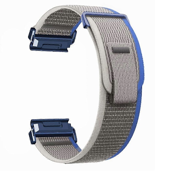 Til Coros Vertix 2 / Garmin Fenix 7X / 6X / 5X 26mm Trail Loop Nylonbånd Blød Urrem - R Blue  Grey Blue