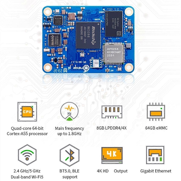 cm4 Expansionskort 4GB + 32GB Emmc WIFI5-BT5.0 Orangepi cm4 Kör Android Debian OS