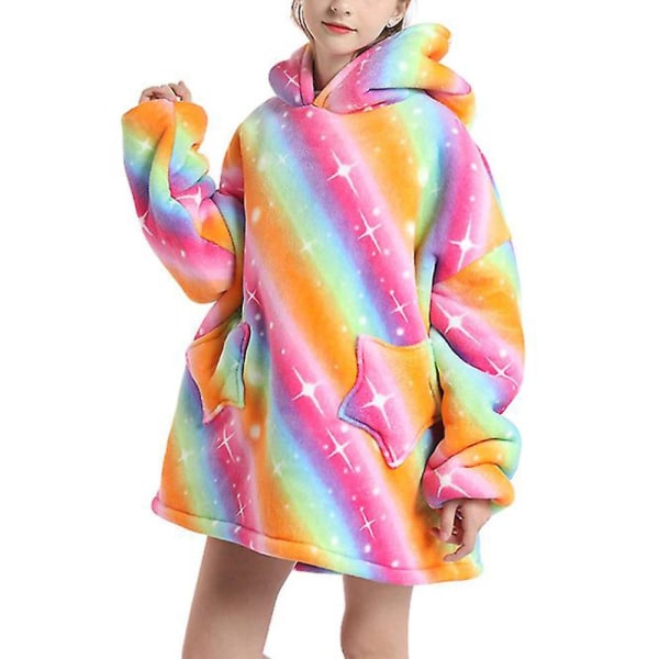 Fleecefodrad Filttröja Varm Sherpa Oversized Stjärnfickor Loungewear Nattkläder För Flickor Pojkar Tonåringar Gold