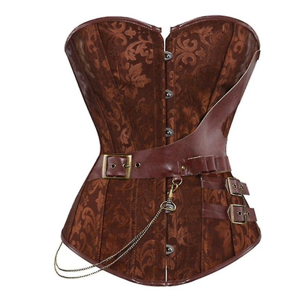 Tflycq Dam Brun Brocade Retro Bustiers Korsetter Kedjor i konstläder Steampunk Corset Plus Size S-6xl Sexiga underkläder korsetttopp