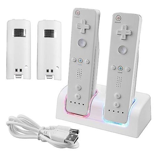 2 i 1 Laddningsstation för Wii & Wii U Remote Controller White