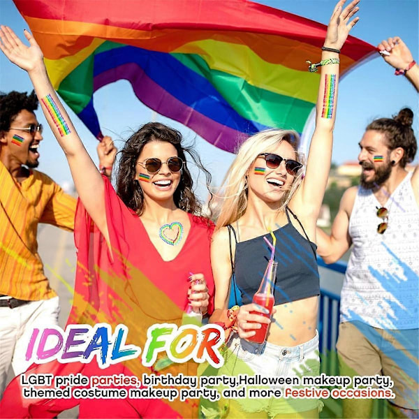 Regnbågs Ansiktsfärg Pride Ansikte Kroppsfärg Kit Regnbåge Sminkstift för Firanden Cosplay Födelsedags Sminktillbehör C