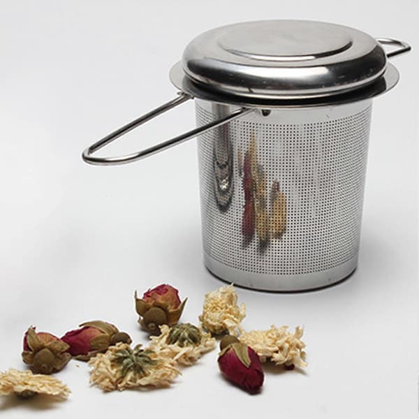 Te-infuser Rustsikker Sklisikker 304 Rustfritt Stål Sammenleggbart Håndtak Løs Blad Te-infuser Kurv for Kopper