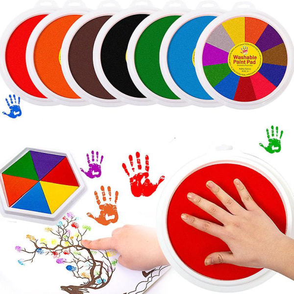 Stora runda hantverksbläckdynor Giftfria Baby Care Fingerpint Bläckdynor Stämplar Tvättbara Nyfödda Pet Footprint Imprint Kit Souvenirer Black