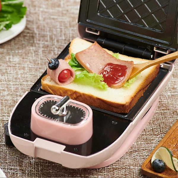 Multifunktionell smörgåsgrill för hushållsbruk, bröd, frukostmaskin, matlagningsverktyg (Rosa)