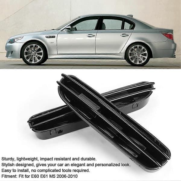 2st Glänsande Svarta Sidofläktsgaller Luftflödesventiler Ersättning Passar för E60 E61 M5 2006?2010