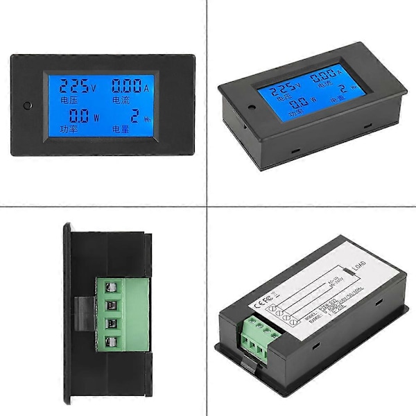 PEACEFAIR PZEM-021 LCD Display Digital AC Spænding Strøm Effekt Energimåler 20A AC80-260V