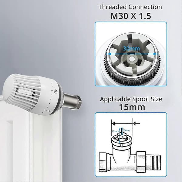 4-pakning termostathode, erstatningshode for M30 x 1,5 radiatorventil, termostatisk radiatorventil