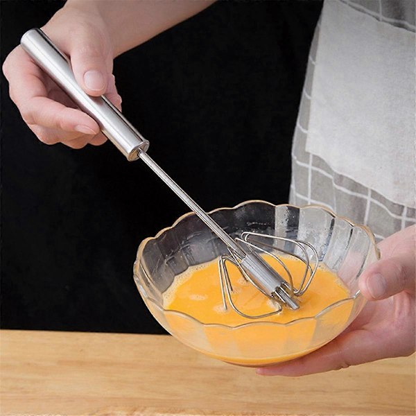 12 tommer Halvautomatisk Piskeris i Rustfrit Stål, Håndtryks Roterende Blender Æggepiskeris, Mixer Rører Køkkenredskab Lyseblå
