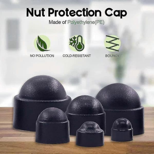 160 stk. Nylon Dome Sekskantmutterdeksel Plastbeskyttelse Mutterhette M4/m5m6/m8/m10/m12 Sett
