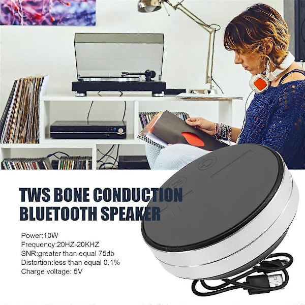 Extra Stor TWS Benlednings Bluetooth Högtalare TWS Trådlös Kan Anslutas Till Kort Subwoofer Högtalare Silver