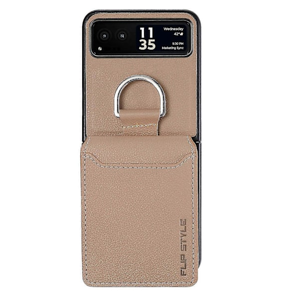 Läderfodral med Litchi-textur för Motorola Razr 40 Khaki