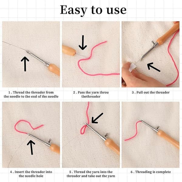 5 stk. Punch Needle Værktøj, Punch Needle Kit Metal Punch Needle Punch Needle Threader Punch Needle Sæt 2,5/3,5/5mm