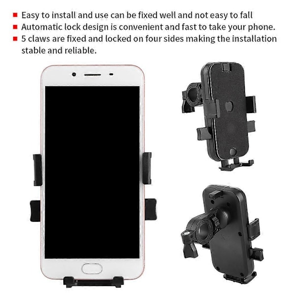5 Kløer Telefon Fast Holder 360 Rotation Motorcykel Styr Beslag