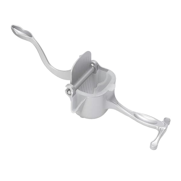 Manuell Juicepress Aluminiumlegering Portabel Apelsin Citronpress Fruktpress med 2 Trattar Silver