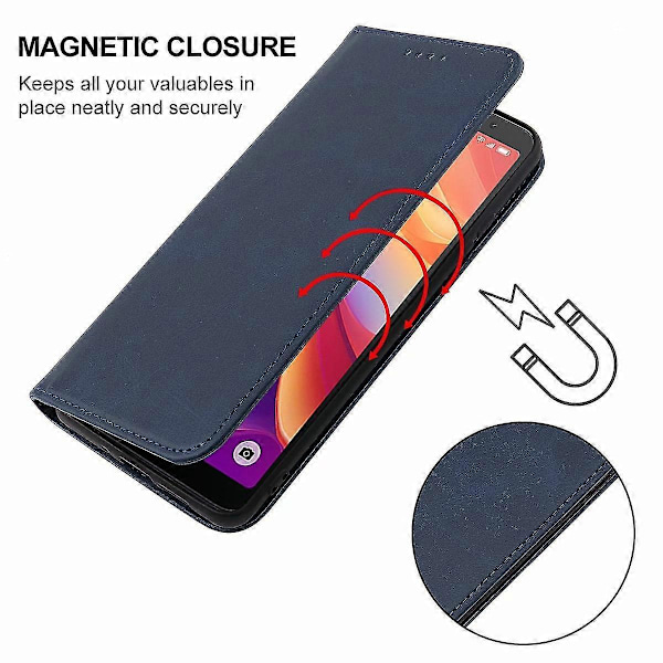 Magneettinen nahkakotelo TCL 501 -puhelimelle Blue