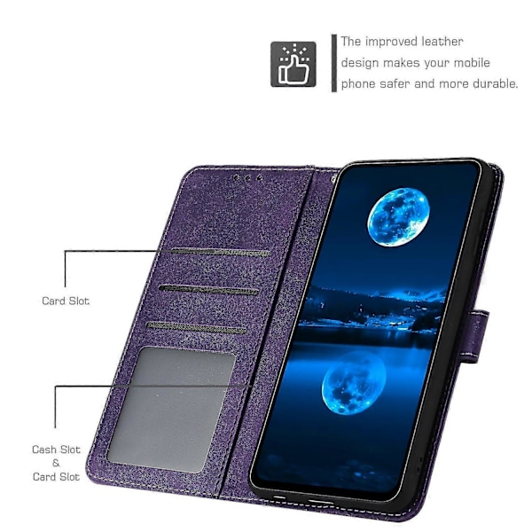 Til Motorola Edge 50 Fusion 5G Etui PU Læder Standpung Stødsikkert Business Telefon Cover Purple