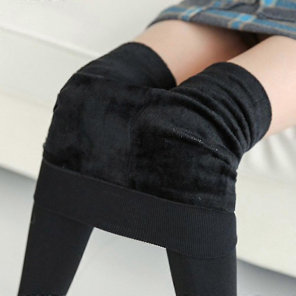 Varma damstrumpbyxor vinterstrumpor för strumpbyxor plus size fleece varma termiska termo wrap svarta fodrade leggings tjock kashmir Black