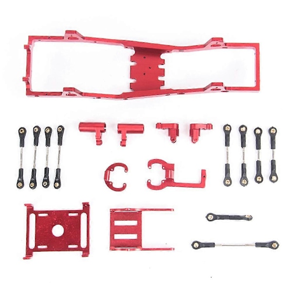 RC Bil CNC Metall Kaross Chassi Ram Balk Kit för 1/16 RC Bil Uppgraderingsdelar, Röd