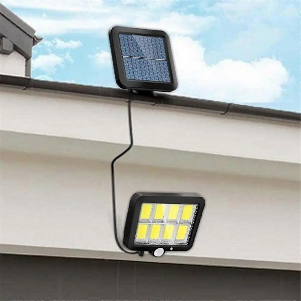 LED Solcellsvägglampa Delad Design 3 Lägen Vattentät Rörelsesensor Lampor Trädgård Gatubelysning Solcellslampa för Trädgårdssäkerhet A