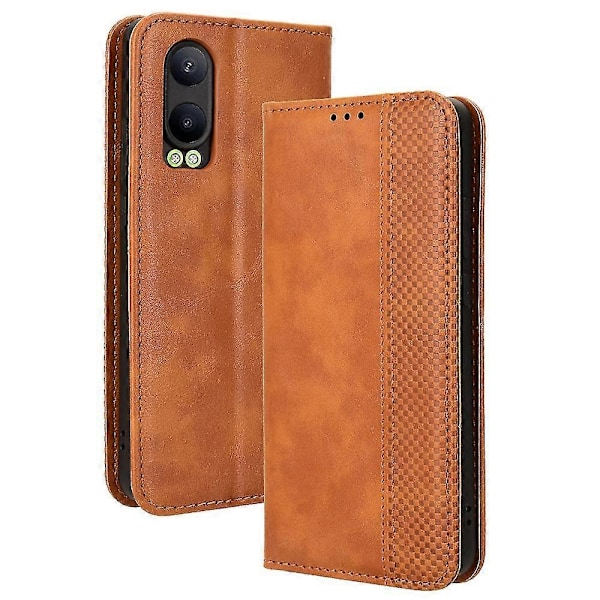 Til Oppo K12x 5G/ OnePlus Nord CE 4 Lite 5G Stand Case Magnetisk Lukning Læder Telefon Cover Brown