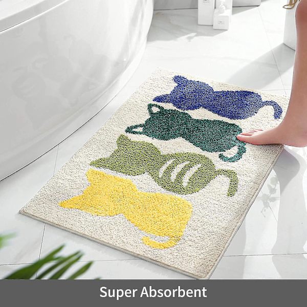Badrumsmatta, Halkfri Söt Tecknad Anka Badrumsmatta, Ultra Mjuk Vattenabsorberande Badrumsmatta, Maskintvättbar Badrumsmatta För Badkar, Dusch Och Badrum (1 White-cat