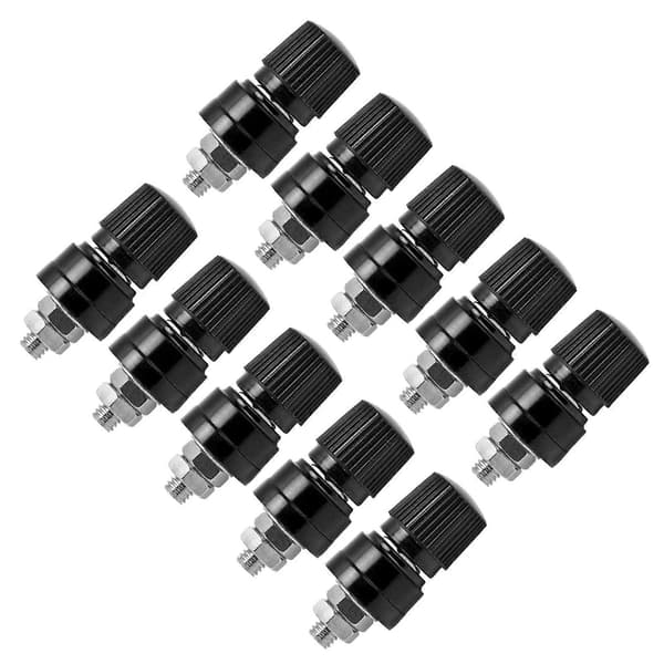 10 stk. bindepost M6 gevind messing nikkelbelagt svejseterminal stud konnektor 0?380V Sort