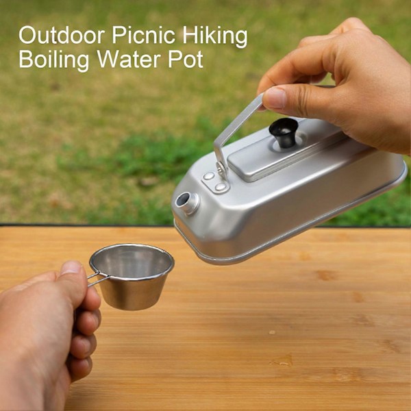300ml Campingkittel Portabel Liten Kapacitet Rektangel Gryta Livsmedelsgodkänd Multifunktionell Kokkärl Aluminium Utomhus Picknick Vandring Kokande Vatten Gryta Camping
