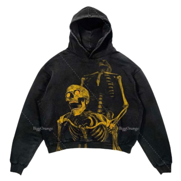 punkdesign print luvtröja harajuku streetwear y2 mode oversized hoodie hip hop gotisk långärmad style 14 L