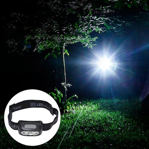 Multifunksjonell LED-hodelykt, bærbar hodelykt med bevegelsessensor, justerbar vinkel, vanntett, USB-lading, brukes til eventyr, nattløping, camping,