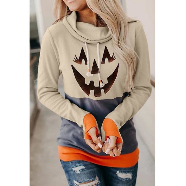 Kvinnor Halloween sweatshirts Pumpa Face Dans Skelettskjorta Långärmad tröja Rolig grafisk tröja style 1 L