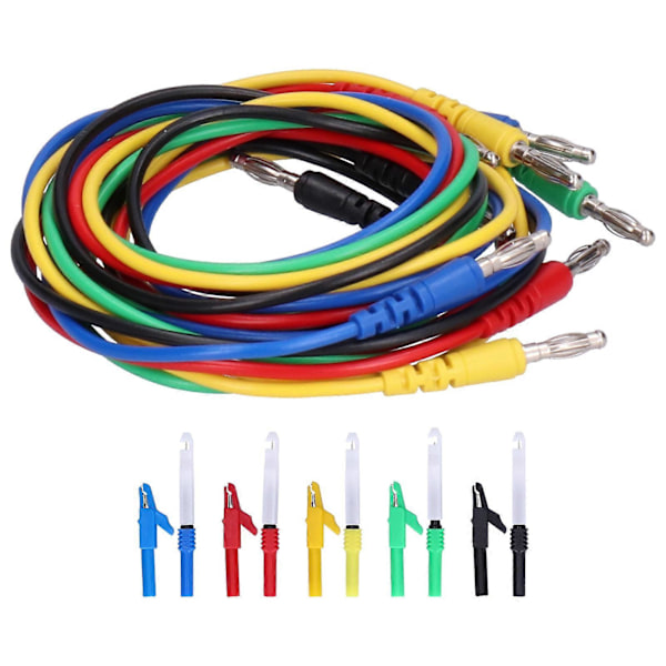 Bananplugg Testkabelsett 4mm 1 Meter Elektrisk Testledning med Krokodilleklemme Probe