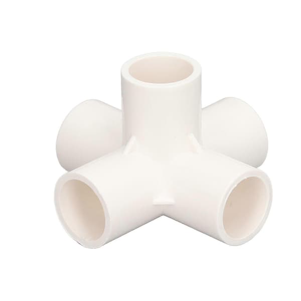 10 stk. PVC-rørfittings 20 mm 5-vejs retvinklet 3-dimensionel albue-rørforbindelse til møbler hvid