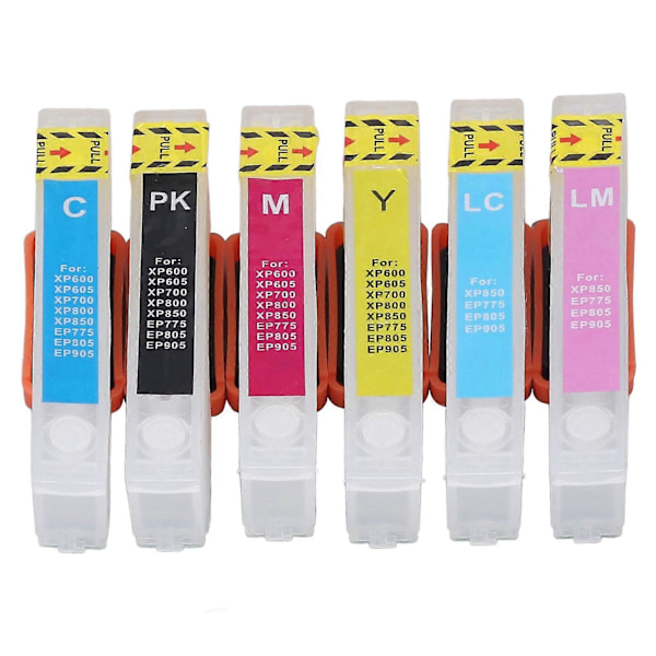 6 stk. blækpatron genanvendelig sort cyan magenta gul lys cyan lys magenta printer refill blækpatron udskiftning T2431 T2432 T2433 T2434 T2435