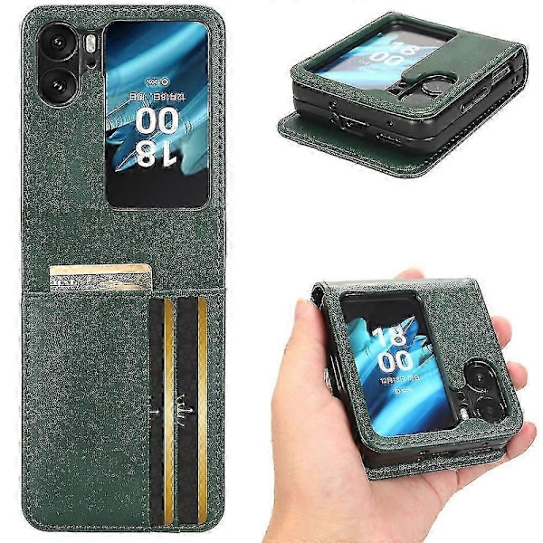 Læder Telefon Cover Til Oppo Find N2 Flip Green
