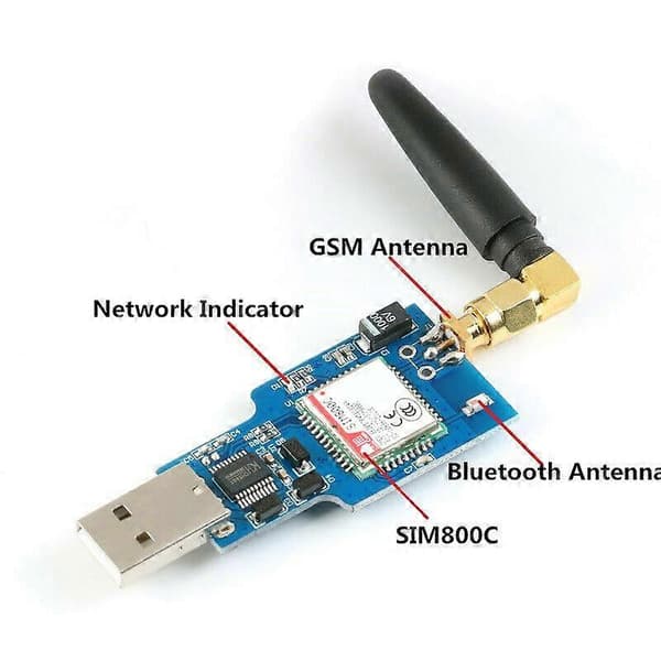 Usb Gsm Sarja Gprs Sim800C Moduuli Bluetooth Tietokoneohjaus + Antenni