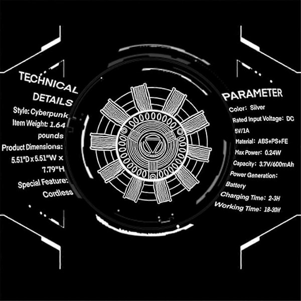 Arc Reactor Lampe, Superhelt Lampe, Flerfarget Søt Borddekorasjon, Tony Iron Har Et Hjerte, Irons Man Reaktor