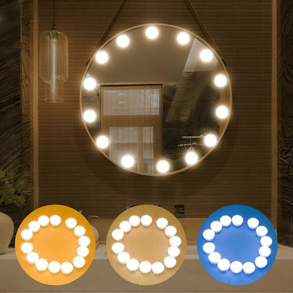 3 Färger Sminkspegel Lampa LED Professionell Tryck Dimning Sminkbord Vanity Lampa USB Glödlampa Smink Spegel Lampor-C