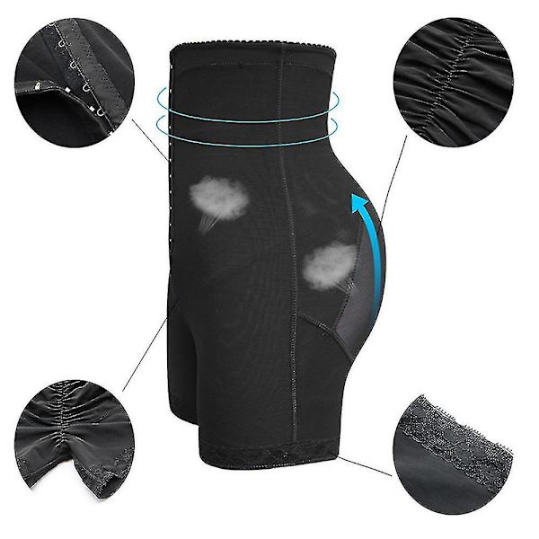 Kvinnor Butt Lifter Hög Midja Tummy Control Shorts Midjeformare Svart M
