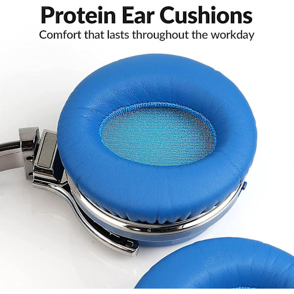 Aktiv Brusreducering Hörlurar Bluetooth Hörlurar Med Mikrofon Djup Bas Trådlösa Hörlurar Over Ear, Bekväma Protein Öronkuddar, Speltid Blue