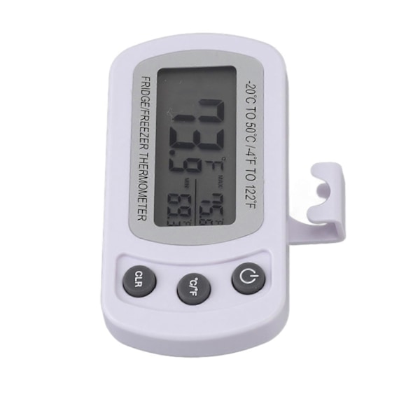 Kylskåpstermometer Minnesfunktion ABS-kropp Vit C F Omkopplingsbar Liten Kompakt Digital Frysskåpstermometer med Krok