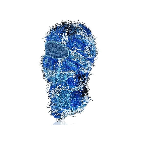 Herr Dam Sliten Balaclava Mössa Cool Skidmask Full Face Stickad Balaclava Vinter Varm Vindtät Mössa För Kallt Väder Blue